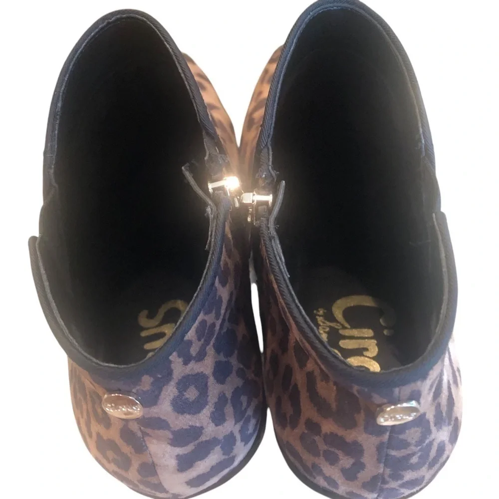 Sam Edelman Circus Animal Print Leopard Ankle Stacked Heel Zipper Bootie Size‎ 7